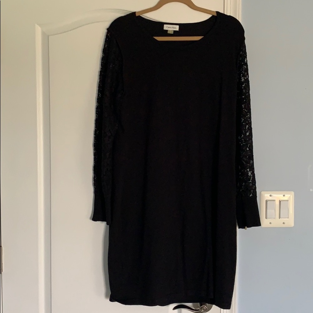 Calvin Klein sweater dress with lace sleeves